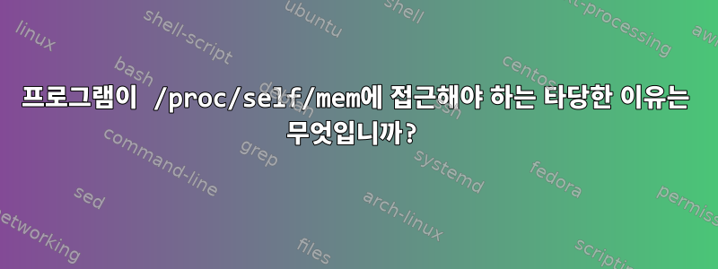 프로그램이 /proc/self/mem에 접근해야 하는 타당한 이유는 무엇입니까?