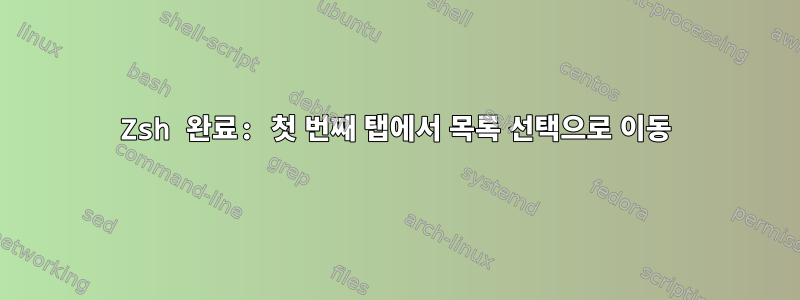 Zsh 완료: 첫 번째 탭에서 목록 선택으로 이동