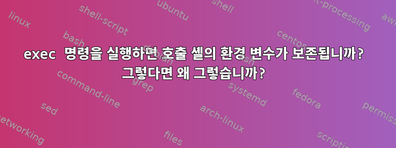 exec 명령을 실행하면 호출 셸의 환경 변수가 보존됩니까? 그렇다면 왜 그렇습니까?