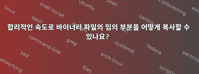 합리적인 속도로 바이너리 파일의 임의 부분을 어떻게 복사할 수 있나요?