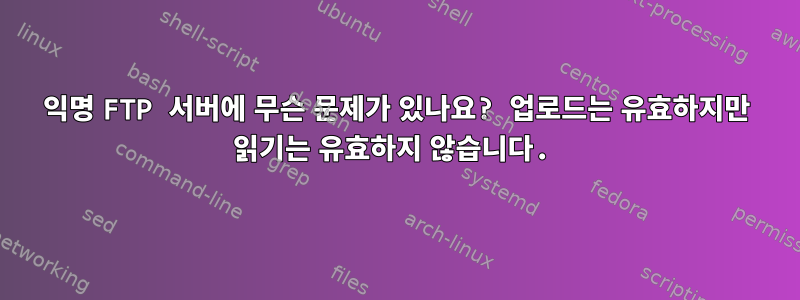 익명 FTP 서버에 무슨 문제가 있나요? 업로드는 유효하지만 읽기는 유효하지 않습니다.