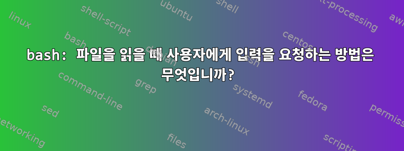 bash: 파일을 읽을 때 사용자에게 입력을 요청하는 방법은 무엇입니까?