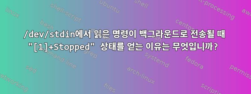 /dev/stdin에서 읽은 명령이 백그라운드로 전송될 때 "[1]+Stopped" 상태를 얻는 이유는 무엇입니까?