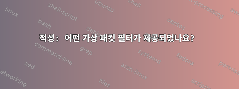 적성: 어떤 가상 패킷 필터가 제공되었나요?