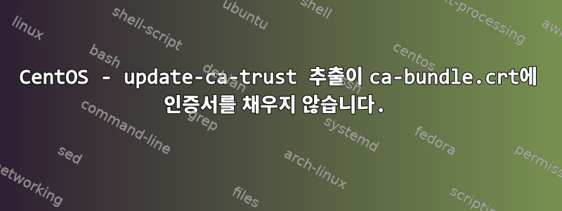 CentOS - update-ca-trust 추출이 ca-bundle.crt에 인증서를 채우지 않습니다.