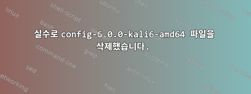 실수로 config-6.0.0-kali6-amd64 파일을 삭제했습니다.