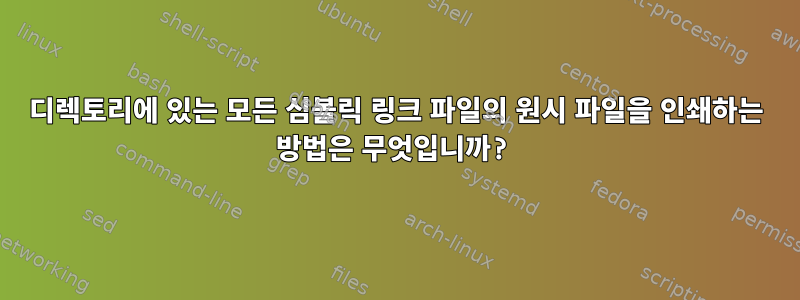 디렉토리에 있는 모든 심볼릭 링크 파일의 원시 파일을 인쇄하는 방법은 무엇입니까?