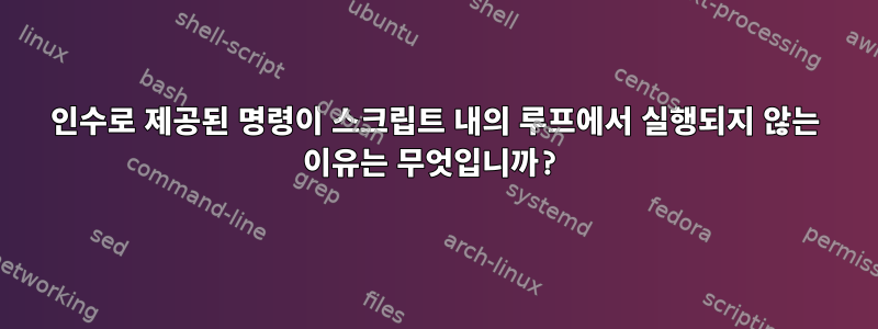 인수로 제공된 명령이 스크립트 내의 루프에서 실행되지 않는 이유는 무엇입니까?