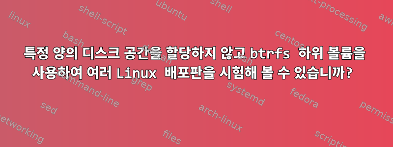 특정 양의 디스크 공간을 할당하지 않고 btrfs 하위 볼륨을 사용하여 여러 Linux 배포판을 시험해 볼 수 있습니까?