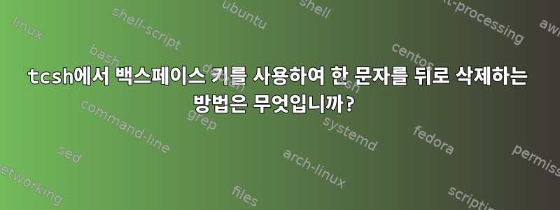 tcsh에서 백스페이스 키를 사용하여 한 문자를 뒤로 삭제하는 방법은 무엇입니까?