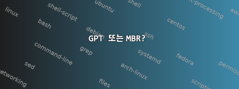 GPT 또는 MBR?