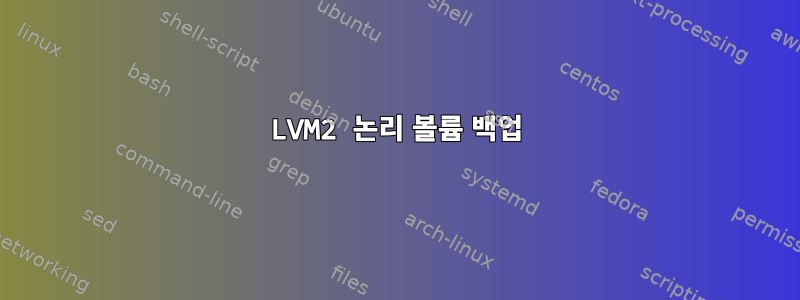 LVM2 논리 볼륨 백업