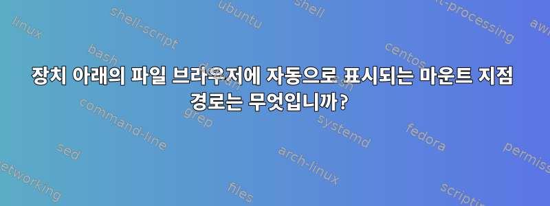 장치 아래의 파일 브라우저에 자동으로 표시되는 마운트 지점 경로는 무엇입니까?