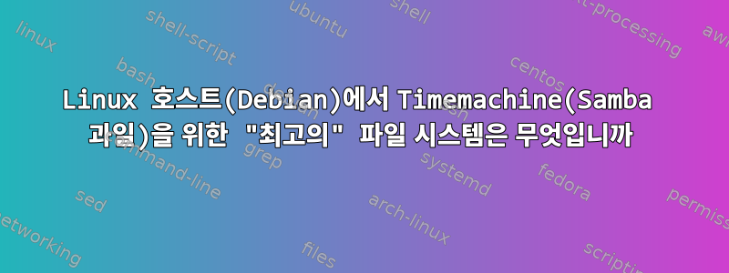 Linux 호스트(Debian)에서 Timemachine(Samba 과일)을 위한 "최고의" 파일 시스템은 무엇입니까