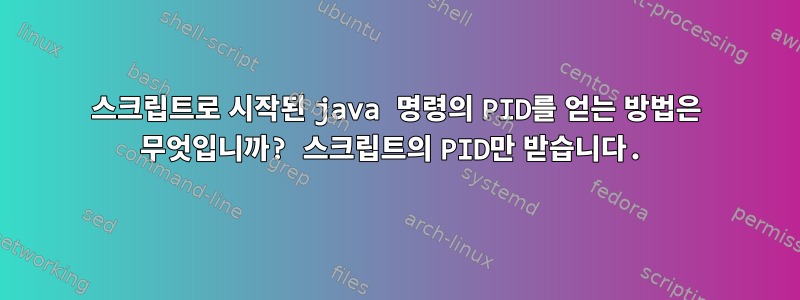 스크립트로 시작된 java 명령의 PID를 얻는 방법은 무엇입니까? 스크립트의 PID만 받습니다.