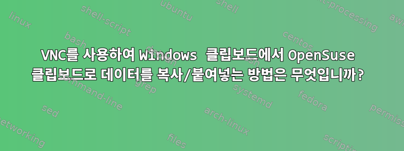 VNC를 사용하여 Windows 클립보드에서 OpenSuse 클립보드로 데이터를 복사/붙여넣는 방법은 무엇입니까?