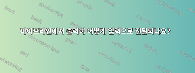 파이프라인에서 출력이 어떻게 입력으로 전달되나요?