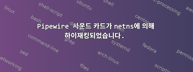 Pipewire 사운드 카드가 netns에 의해 하이재킹되었습니다.