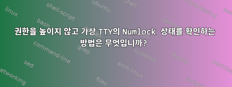 권한을 높이지 않고 가상 TTY의 Numlock 상태를 확인하는 방법은 무엇입니까?