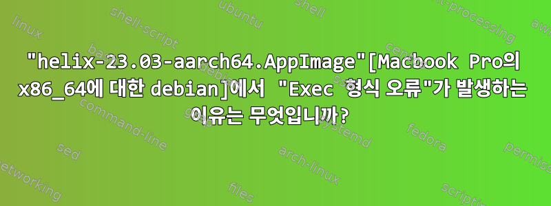 "helix-23.03-aarch64.AppImage"[Macbook Pro의 x86_64에 대한 debian]에서 "Exec 형식 오류"가 발생하는 이유는 무엇입니까?