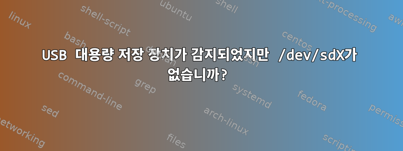 USB 대용량 저장 장치가 감지되었지만 /dev/sdX가 없습니까?