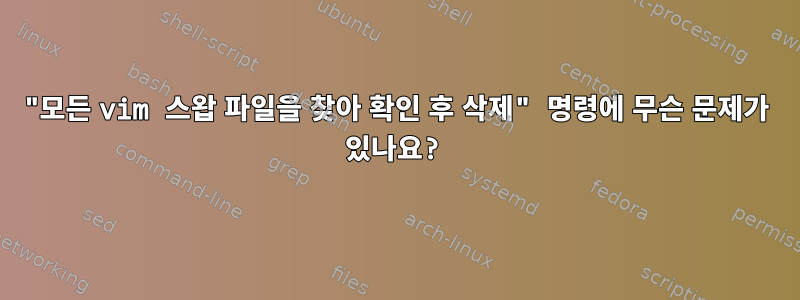 "모든 vim 스왑 파일을 찾아 확인 후 삭제" 명령에 무슨 문제가 있나요?