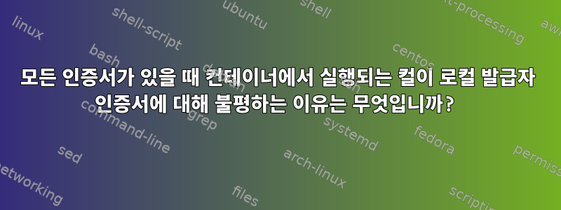 모든 인증서가 있을 때 컨테이너에서 실행되는 컬이 로컬 발급자 인증서에 대해 불평하는 이유는 무엇입니까?