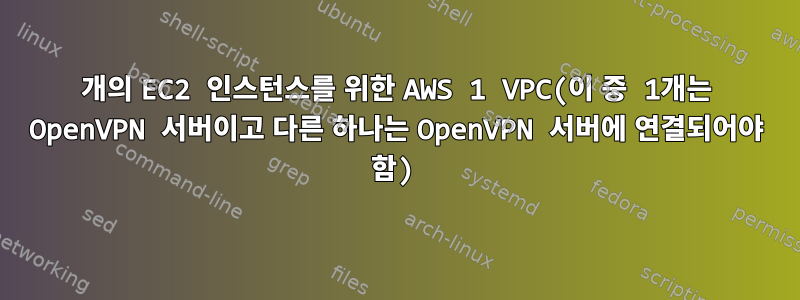 2개의 EC2 인스턴스를 위한 AWS 1 VPC(이 중 1개는 OpenVPN 서버이고 다른 하나는 OpenVPN 서버에 연결되어야 함)