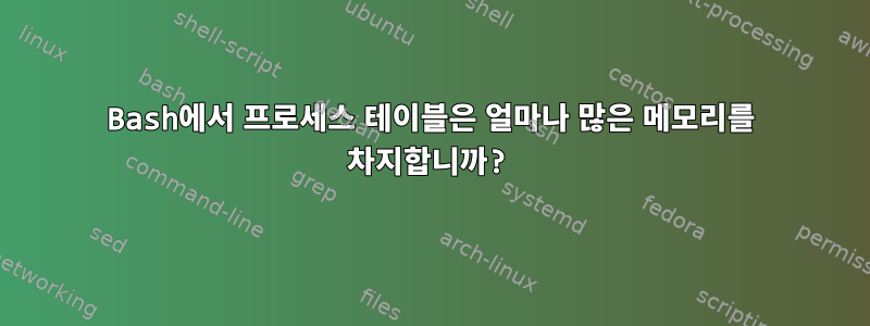 Bash에서 프로세스 테이블은 얼마나 많은 메모리를 차지합니까?