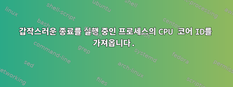 갑작스러운 종료를 실행 중인 프로세스의 CPU 코어 ID를 가져옵니다.