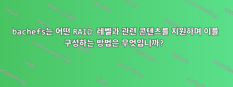 bachefs는 어떤 RAID 레벨과 관련 콘텐츠를 지원하며 이를 구성하는 방법은 무엇입니까?