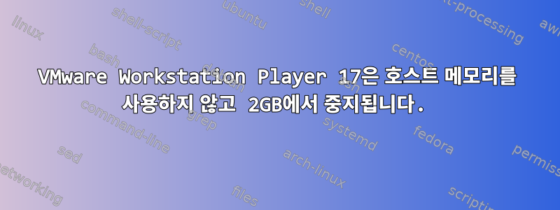 VMware Workstation Player 17은 호스트 메모리를 사용하지 않고 2GB에서 중지됩니다.