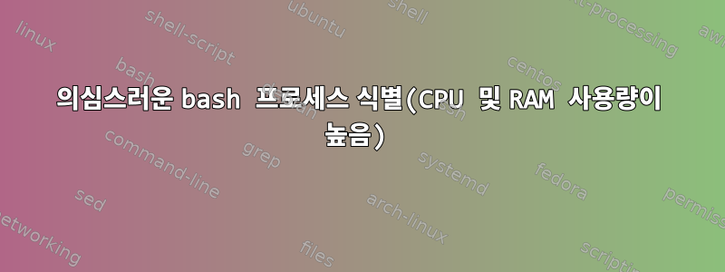 의심스러운 bash 프로세스 식별(CPU 및 RAM 사용량이 높음)