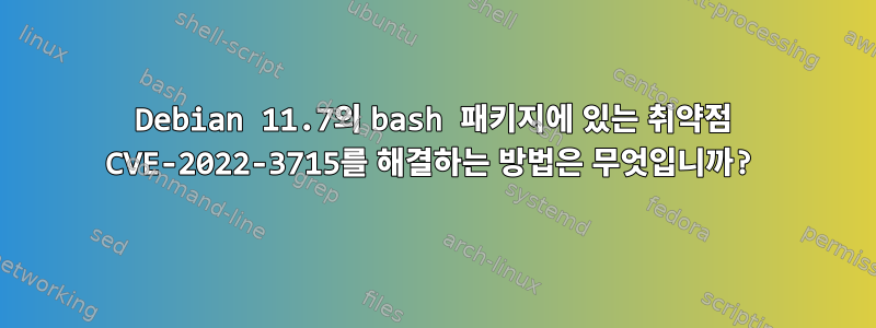 Debian 11.7의 bash 패키지에 있는 취약점 CVE-2022-3715를 해결하는 방법은 무엇입니까?