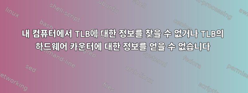 내 컴퓨터에서 TLB에 대한 정보를 찾을 수 없거나 TLB의 하드웨어 카운터에 대한 정보를 얻을 수 없습니다