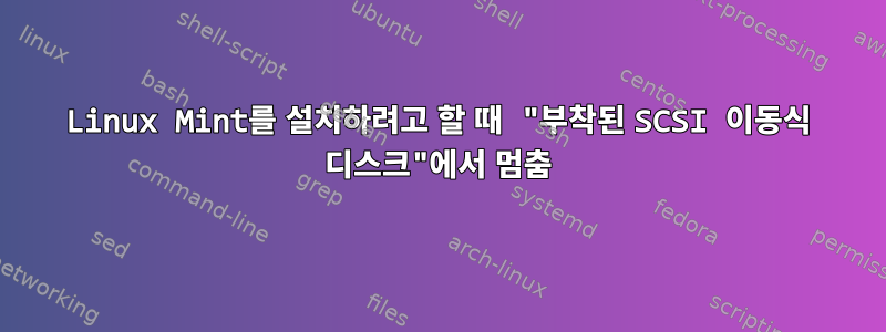 Linux Mint를 설치하려고 할 때 "부착된 SCSI 이동식 디스크"에서 멈춤