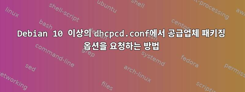 Debian 10 이상의 dhcpcd.conf에서 공급업체 패키징 옵션을 요청하는 방법