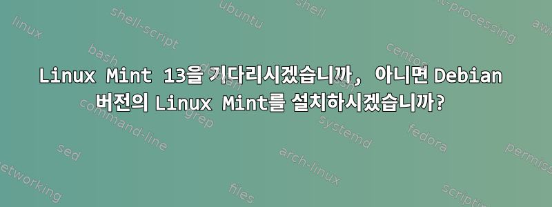 Linux Mint 13을 기다리시겠습니까, 아니면 Debian 버전의 Linux Mint를 설치하시겠습니까?