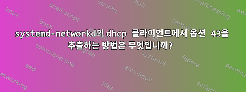 systemd-networkd의 dhcp 클라이언트에서 옵션 43을 추출하는 방법은 무엇입니까?