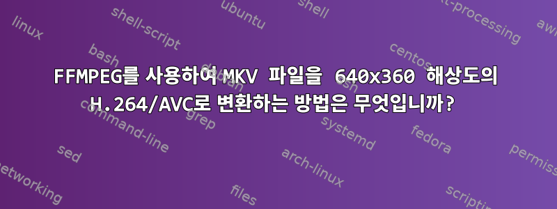 FFMPEG를 사용하여 MKV 파일을 640x360 해상도의 H.264/AVC로 변환하는 방법은 무엇입니까?