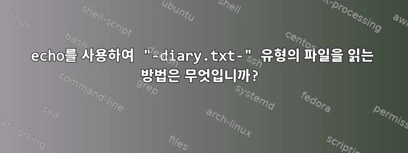 echo를 사용하여 "-diary.txt-" 유형의 파일을 읽는 방법은 무엇입니까?