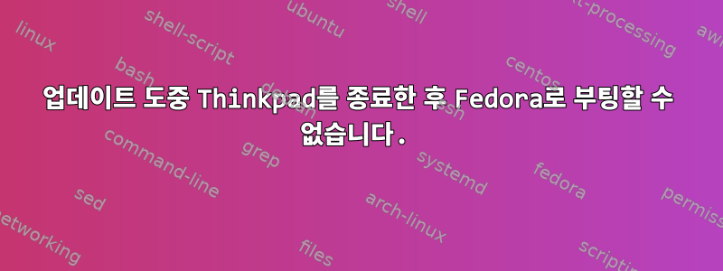 업데이트 도중 Thinkpad를 종료한 후 Fedora로 부팅할 수 없습니다.