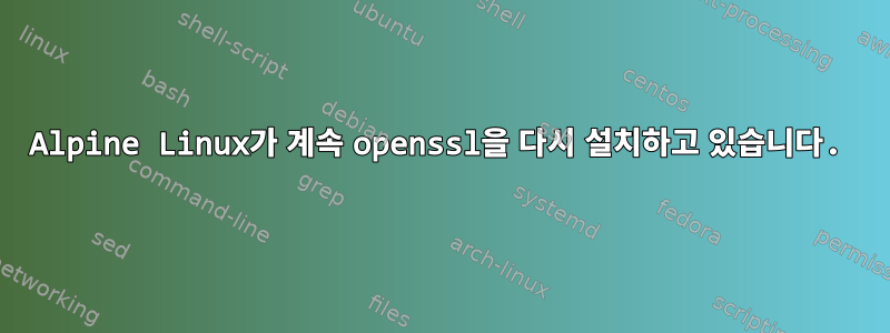 Alpine Linux가 계속 openssl을 다시 설치하고 있습니다.