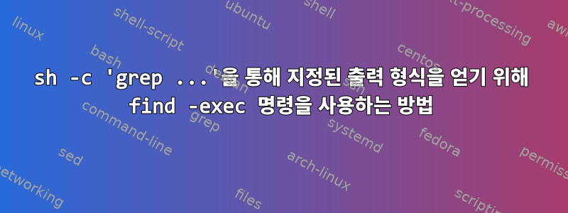 sh -c 'grep ...'을 통해 지정된 출력 형식을 얻기 위해 find -exec 명령을 사용하는 방법