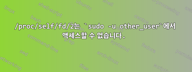 /proc/self/fd/2는 `sudo -u other_user`에서 액세스할 수 없습니다.