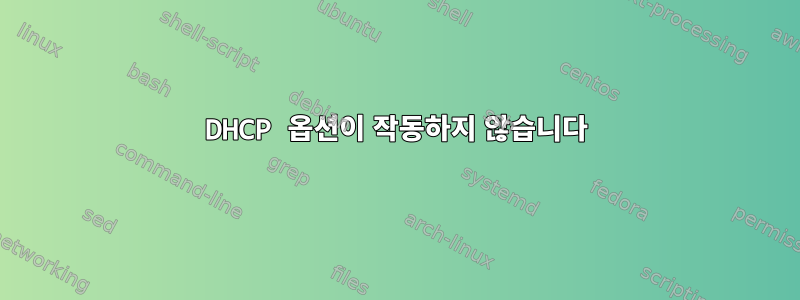 DHCP 옵션이 작동하지 않습니다