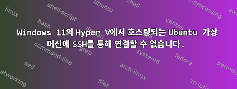 Windows 11의 Hyper V에서 호스팅되는 Ubuntu 가상 머신에 SSH를 통해 연결할 수 없습니다.