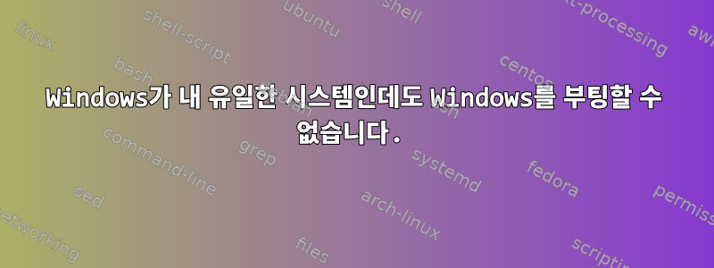 Windows가 내 유일한 시스템인데도 Windows를 부팅할 수 없습니다.