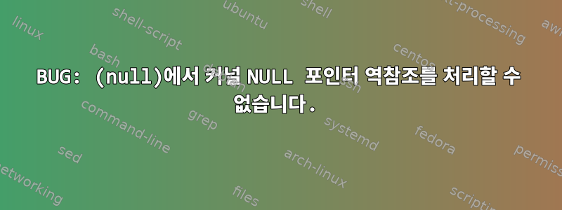 BUG: (null)에서 커널 NULL 포인터 역참조를 처리할 수 없습니다.