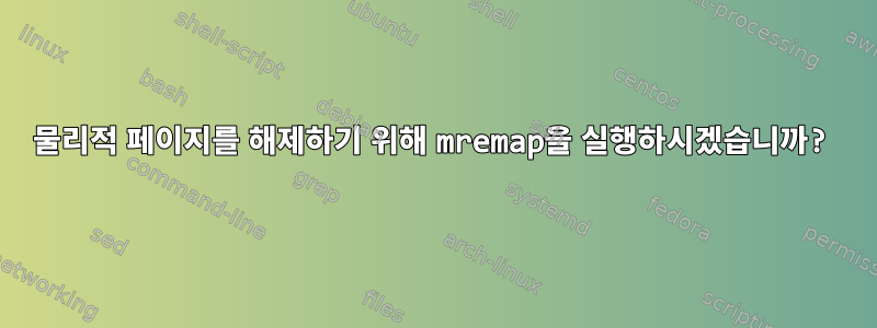 물리적 페이지를 해제하기 위해 mremap을 실행하시겠습니까?